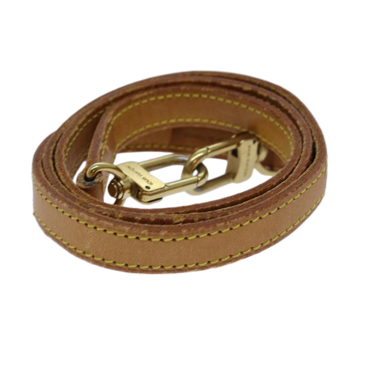 LOUIS VUITTON Shoulder Strap Leather 35.8" Beige LV Auth 70884