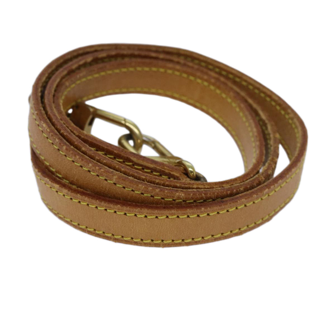 LOUIS VUITTON Shoulder Strap Leather 35.8" Beige LV Auth 70884