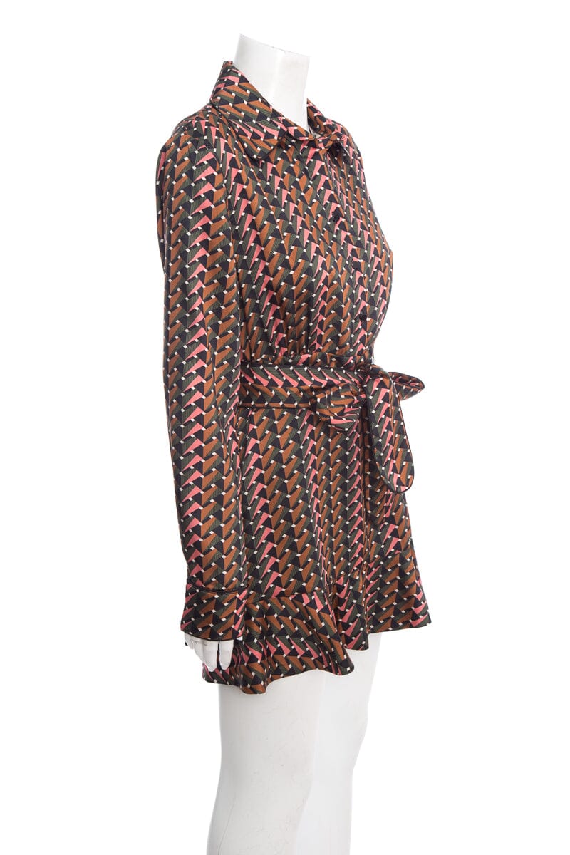 Karina Grimaldi Multicolor Abstract Print Long Sleeve Dress SZ M