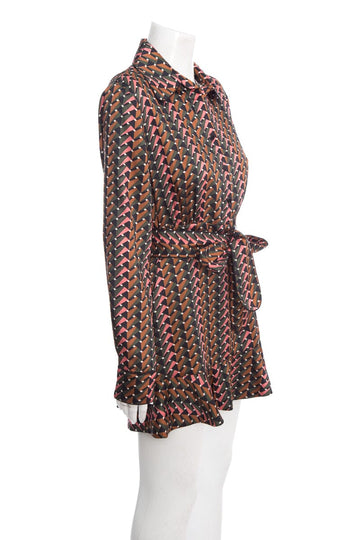 Karina Grimaldi Multicolor Abstract Print Long Sleeve Dress SZ M
