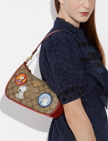 Coach X Peanuts Teri Shoulder Bag In Signature Canvas With Patches