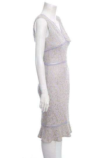 St John Purple Tweed Sleeveless Dress SZ 2