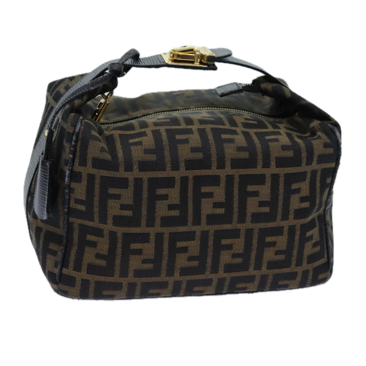 FENDI Zucca Canvas Vanity Hand Bag Brown Auth 71012