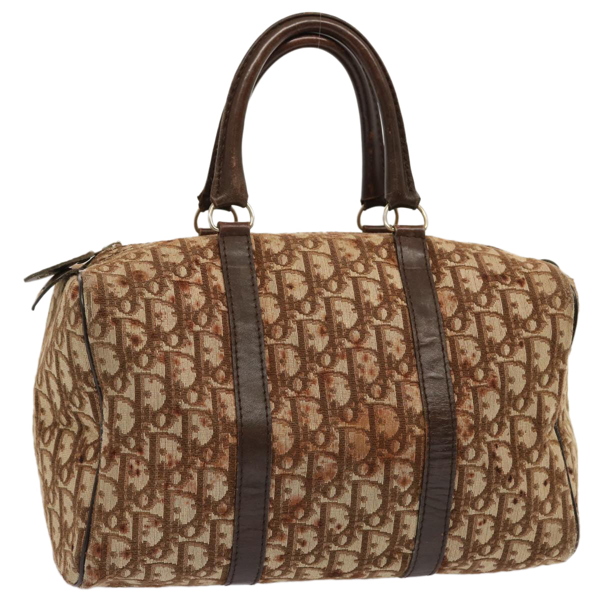 CHRISTIAN DIOR Trotter Canvas Boston Bag Brown Auth 71020
