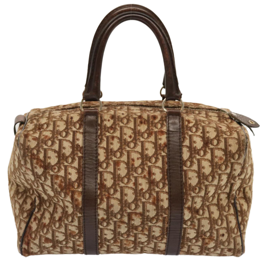 CHRISTIAN DIOR Trotter Canvas Boston Bag Brown Auth 71020
