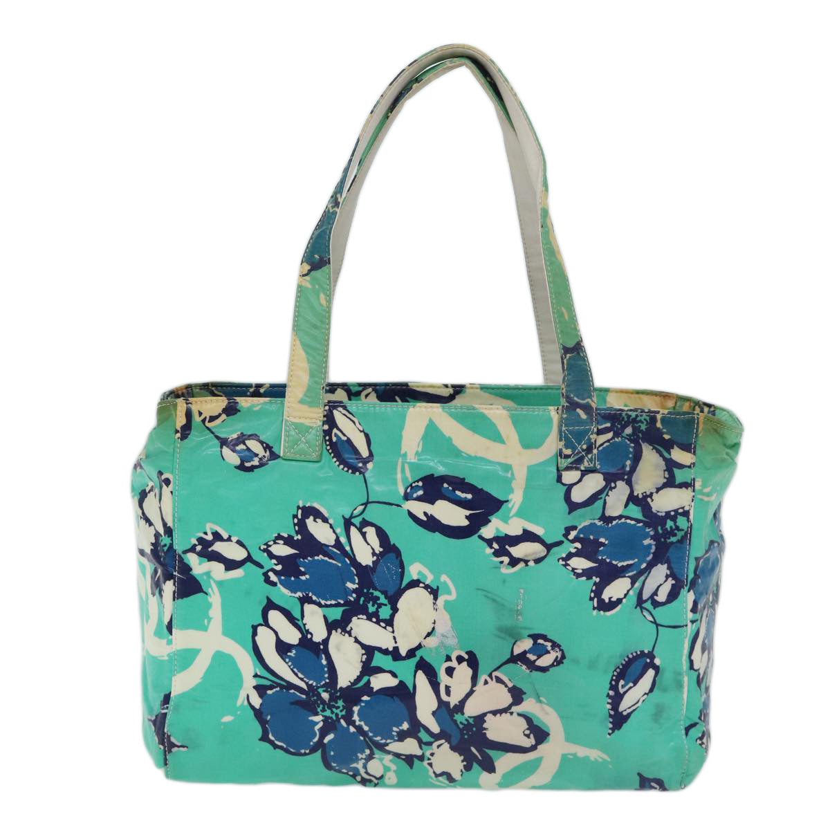 CHANEL Tote Bag Vinyl coating Green CC Auth 71032