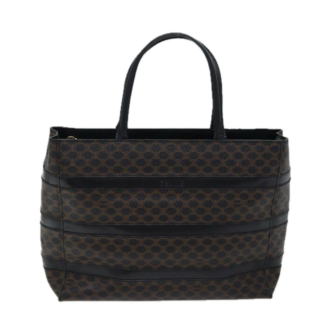 CELINE Macadam Canvas Hand Bag PVC Black Auth 71339