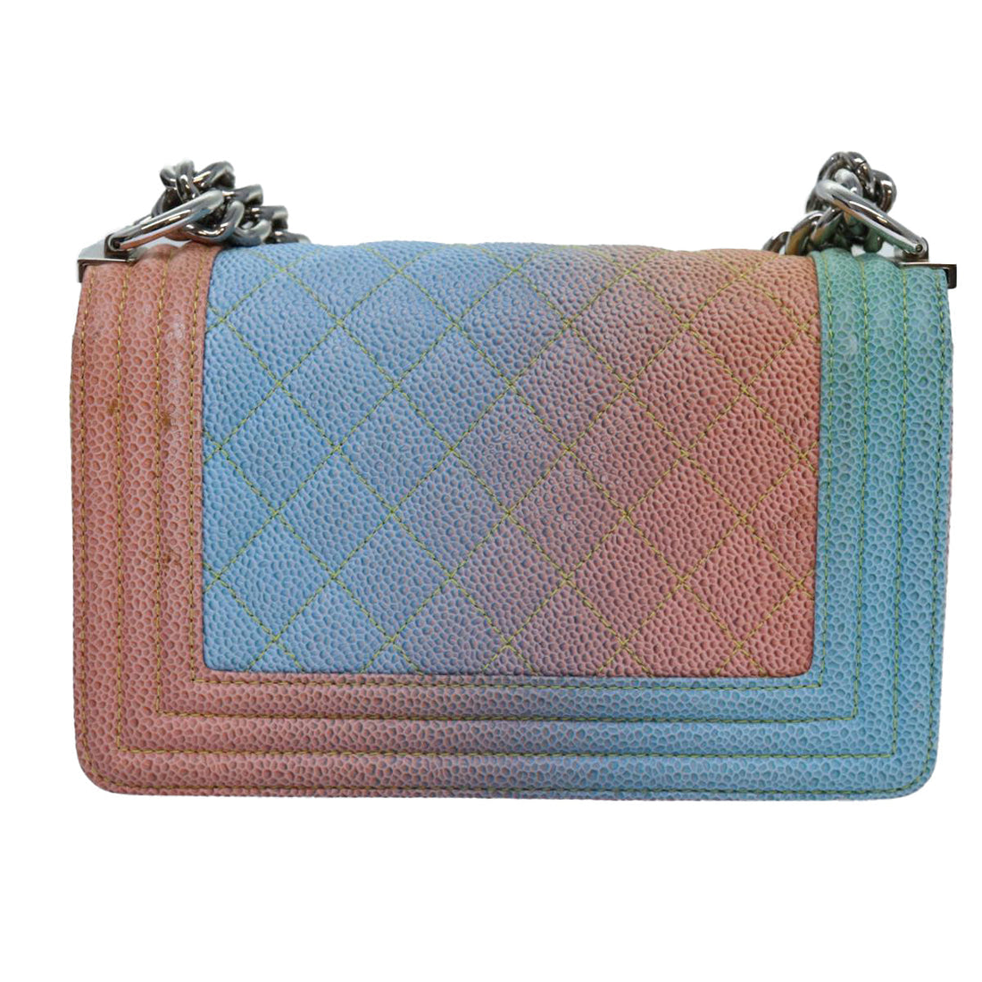 CHANEL Matelasse Boy  Chain Shoulder Bag Leather Rainbow CC Auth 71579S