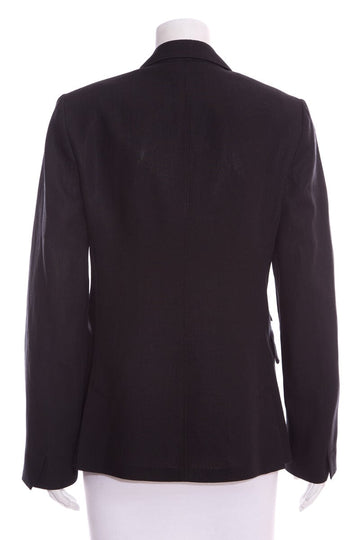 Max Mara Black Linen Double Breasted Blazer SZ N/A
