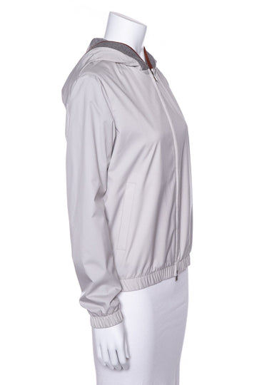 Loro Piana Grey Nylon Zip Up Windbreaker SZ S