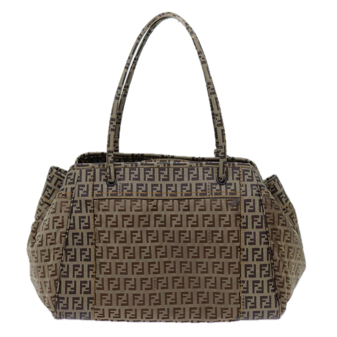 FENDI Zucchino Canvas Hand Bag Beige Auth 71826