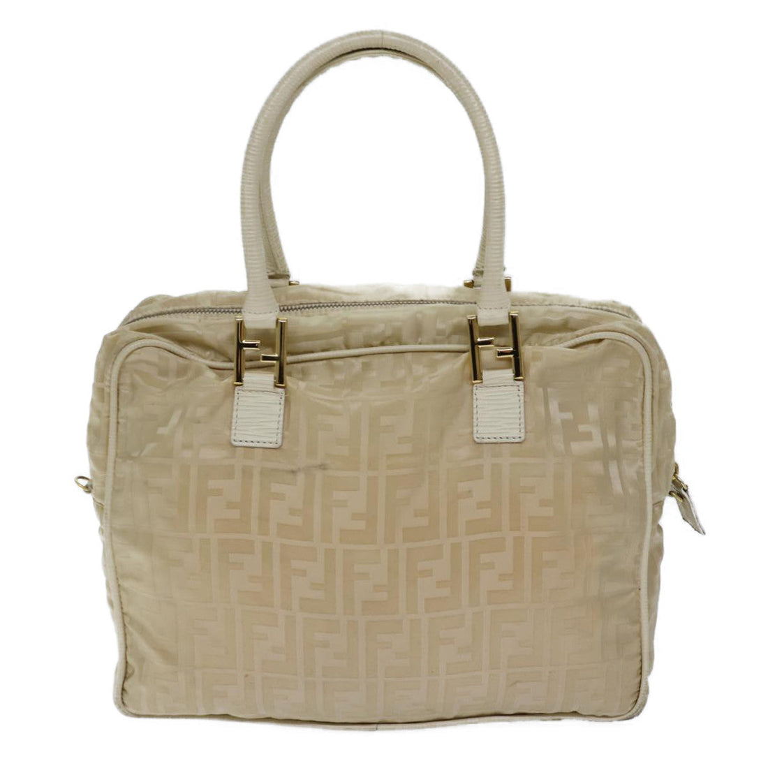 FENDI Zucca Canvas Hand Bag Nylon 2way Beige Auth 71835