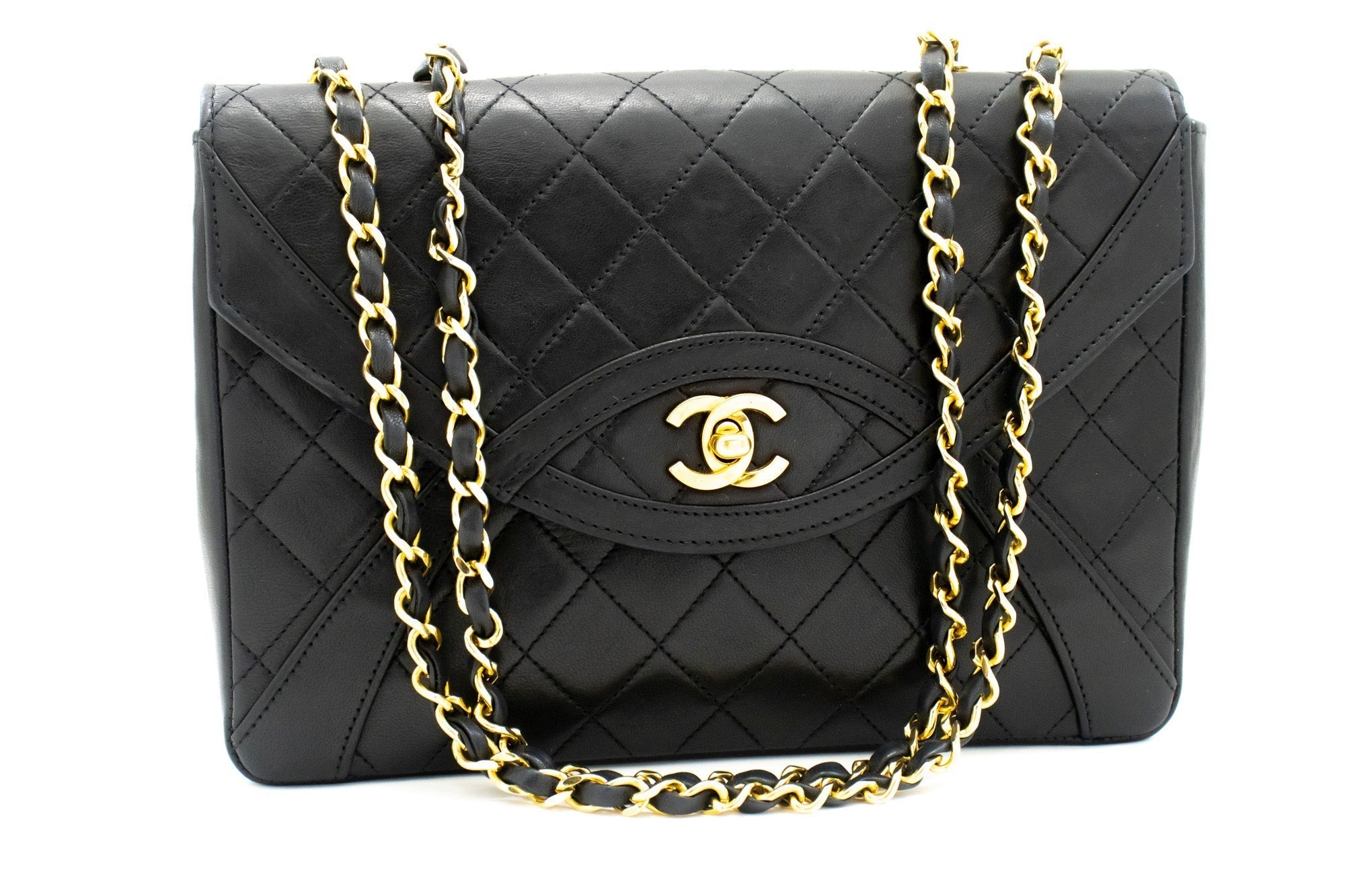 CHANEL Vintage Classic Chain Shoulder Bag Single Flap Quilted Lamb