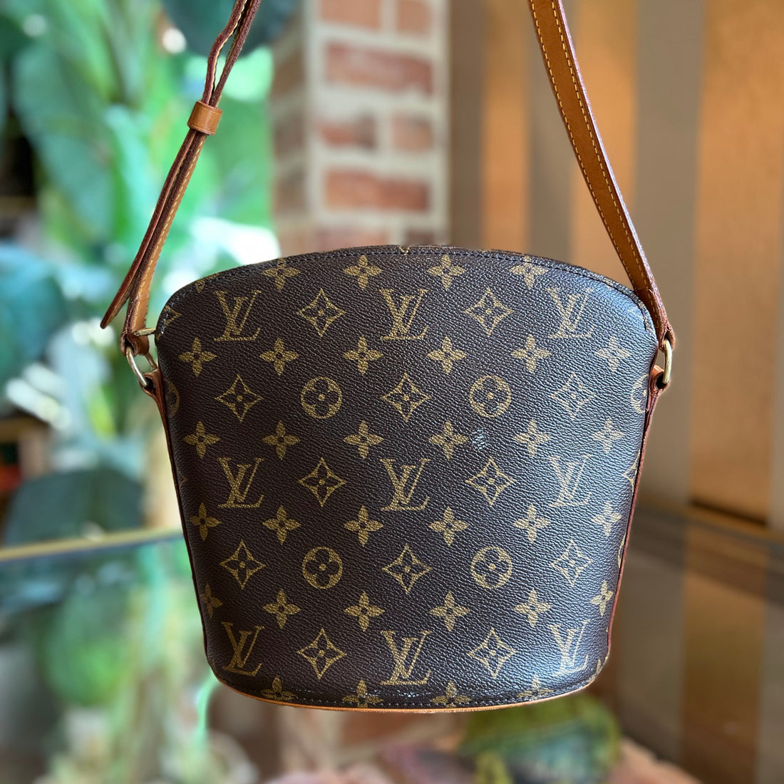 LOUIS VUITTON Drouot Brown Monogram Canvas Shoulder Bag