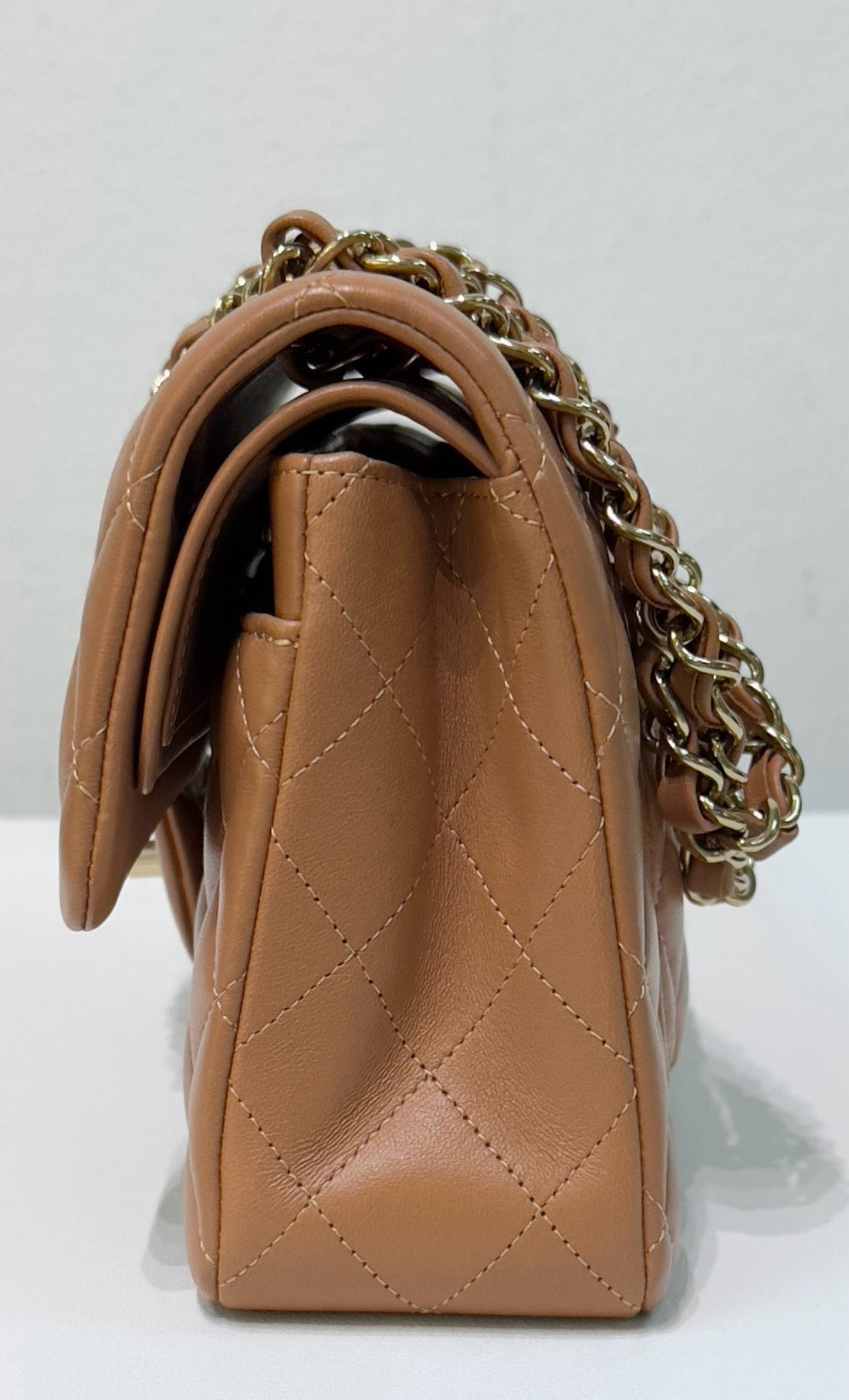 Chanel Small Lambskin Classic Double Flap Bag Dark Beige LGHW