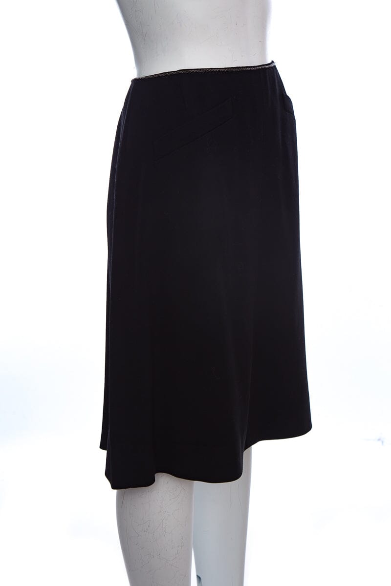 Chanel 2015 Black Chain Detail Skirt SZ 44