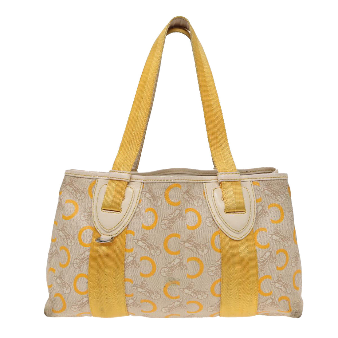 CELINE C Saluki Hand Bag Yellow Beige Auth 72063