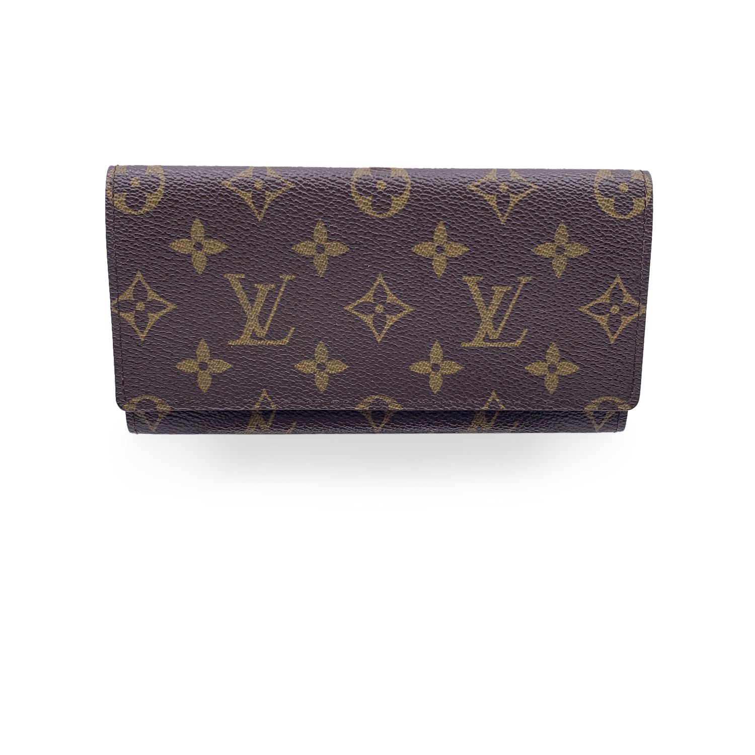 LOUIS VUITTON Vintage Brown Monogram Canvas Long Bill Wallet