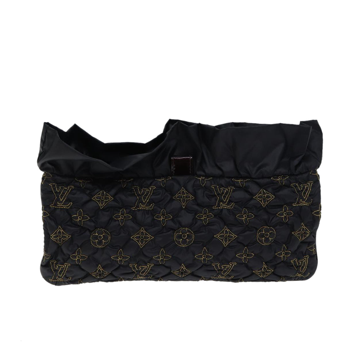 LOUIS VUITTON Monogram Satin Pochette Devi MM Clutch Bag Black M93196 Auth 72333