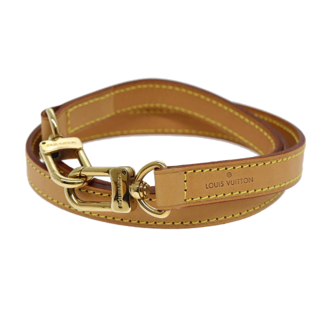 LOUIS VUITTON Shoulder Strap Leather 35.8" Beige LV Auth 72438