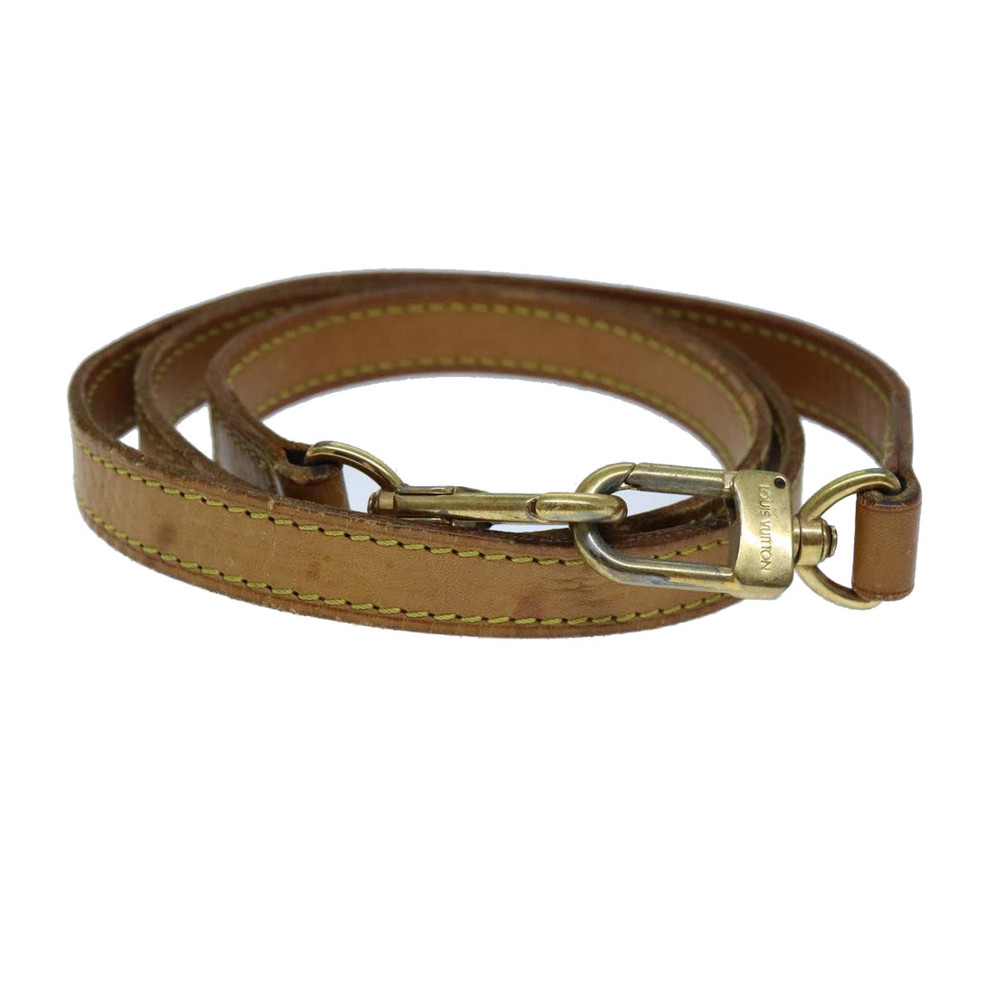 LOUIS VUITTON Shoulder Strap Leather 35.8" Beige LV Auth 72439