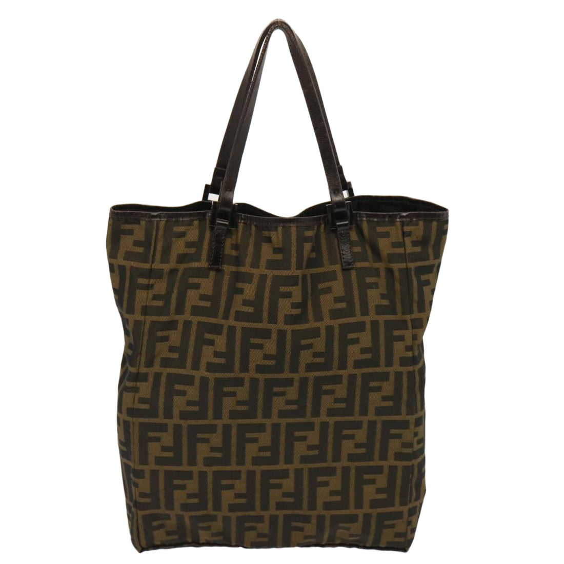 FENDI Zucca Canvas Hand Bag Brown Auth 72532