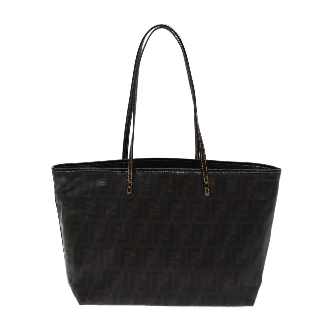 FENDI Zucca Canvas Tote Bag Coated Canvas Brown Auth 72588