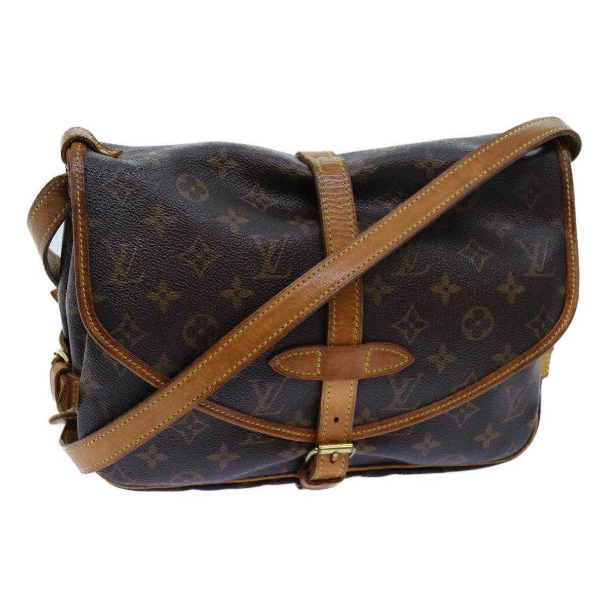 LOUIS VUITTON Monogram Saumur 30 Shoulder Bag M42256 LV Auth 72604