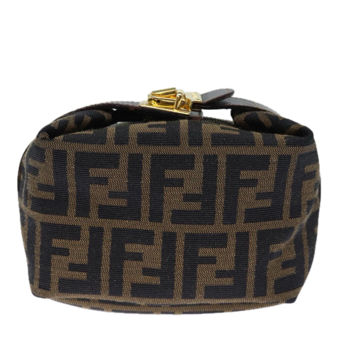 FENDI Zucca Canvas Hand Bag Brown Black Auth 72861