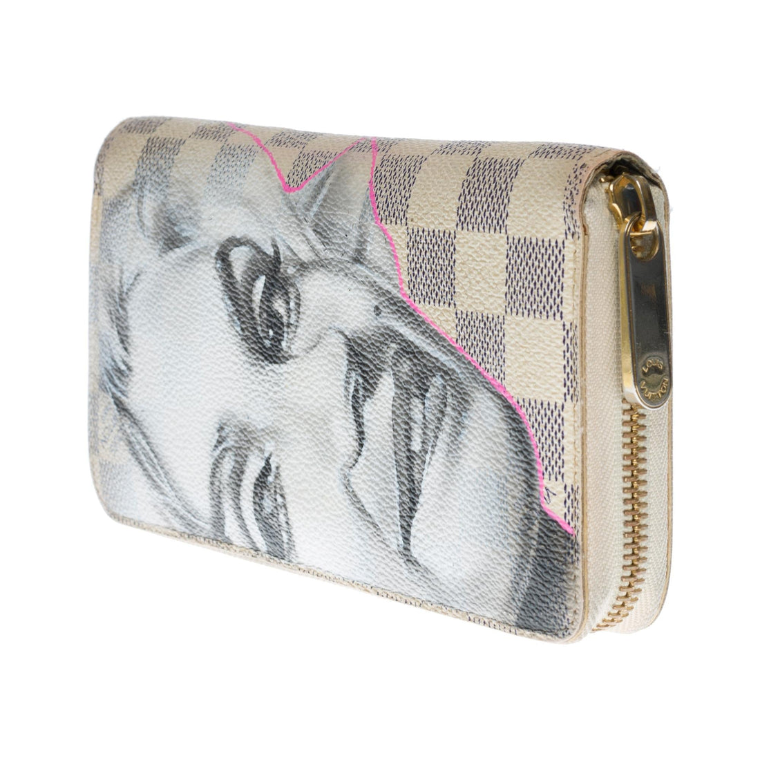 LOUIS VUITTON Customized "Marilyn Monroe" Zippy wallet in damier azur canvas