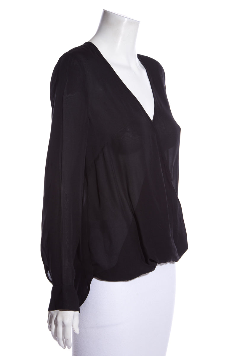 Lagence Black Silk Drape Blouse SZ S