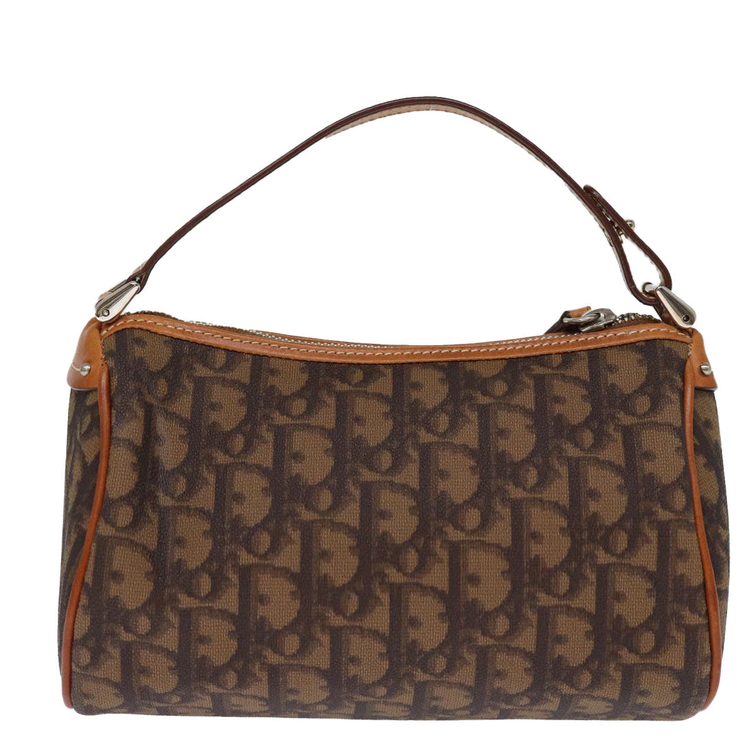 CHRISTIAN DIOR Trotter Romantic Hand Bag PVC Brown Auth 73200