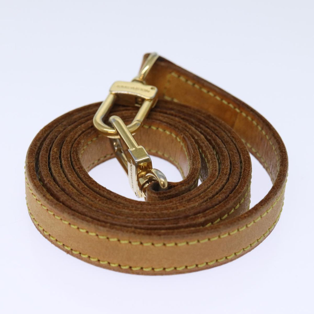 LOUIS VUITTON Shoulder Strap Leather 44.9" Beige LV Auth 73270