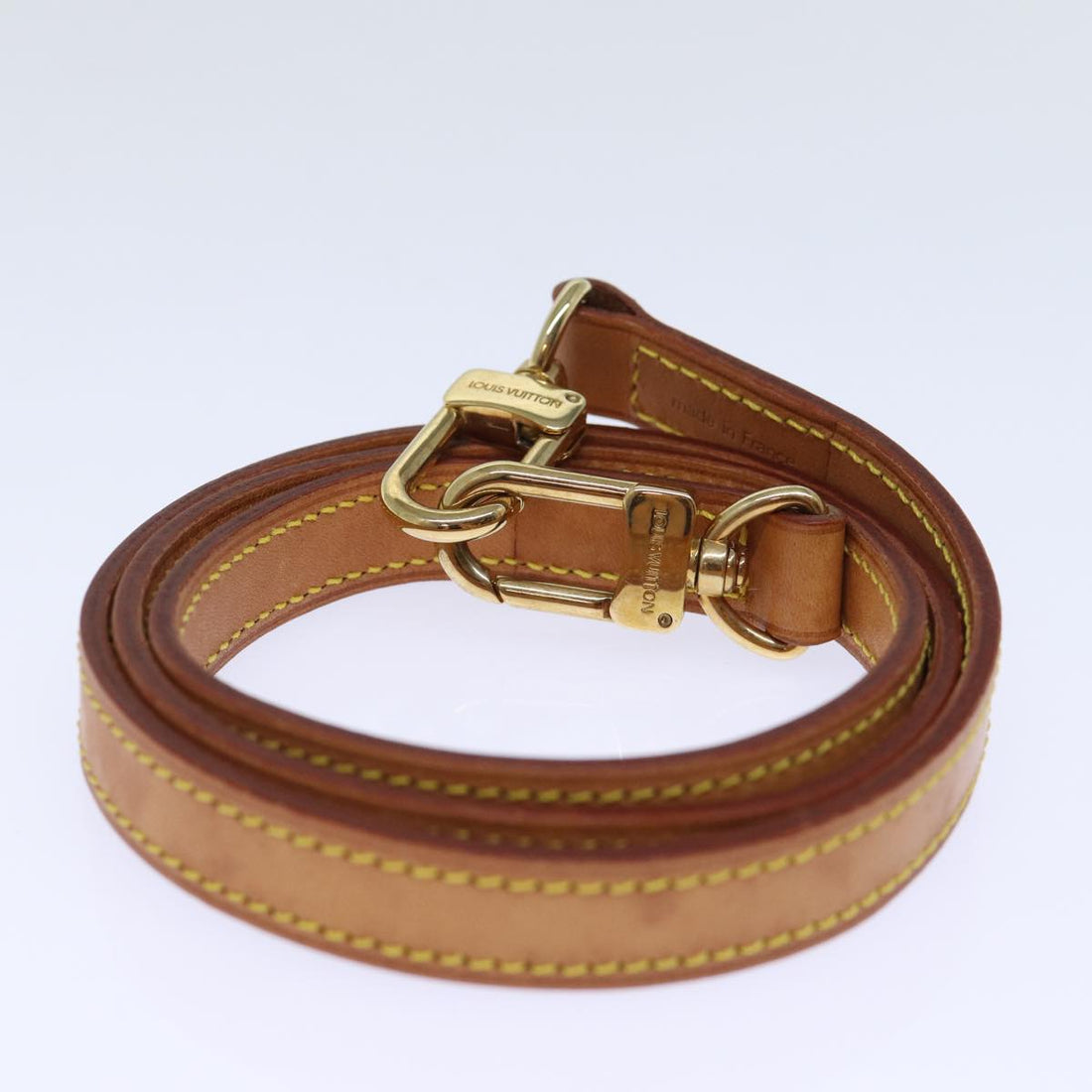 LOUIS VUITTON Shoulder Strap Leather 36.2" Beige LV Auth 73274