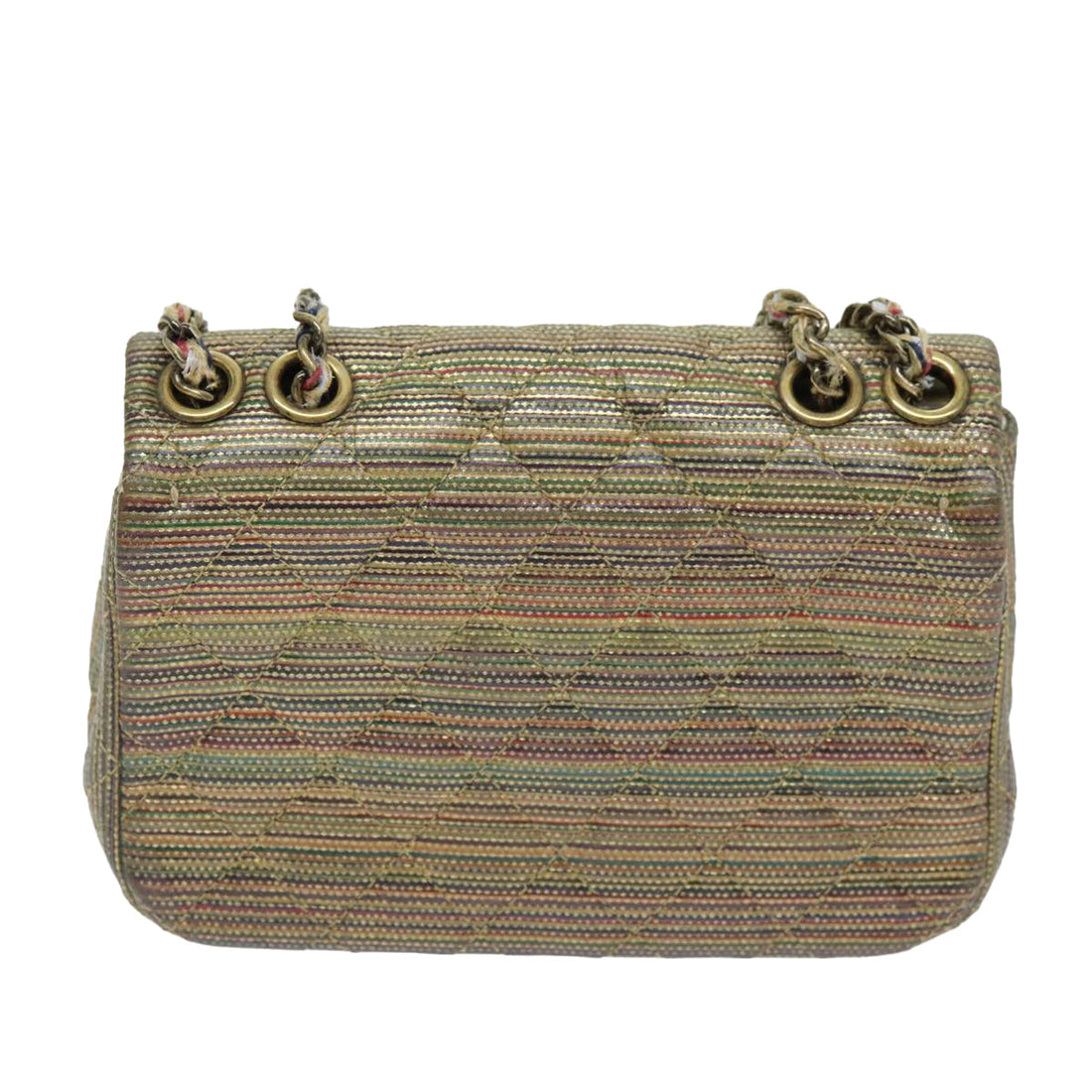 CHANEL Matelasse Chain Shoulder Bag Coated Canvas Gold CC Auth 73654A