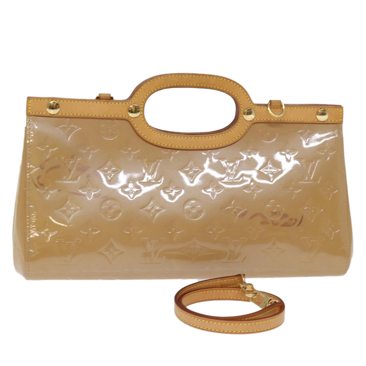 LOUIS VUITTON Monogram Vernis Roxbury Drive Hand Bag Noisette M91372 Auth 74252