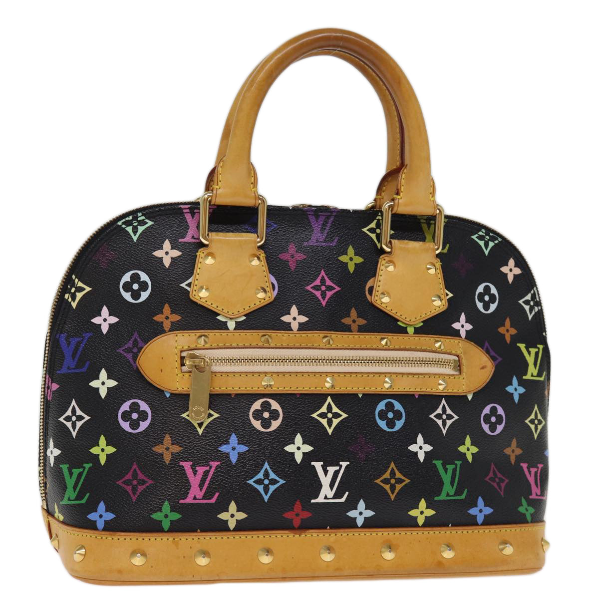 LOUIS VUITTON Monogram Multicolor Alma Hand Bag Black M92646 LV Auth 74284