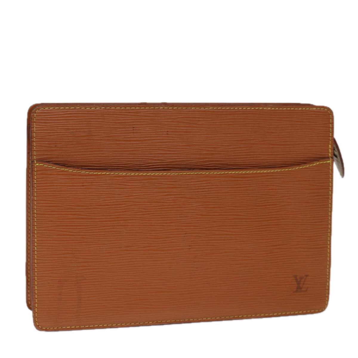 LOUIS VUITTON Epi Pochette Homme Bag Brown Zipang gold M52528 LV Auth 74311