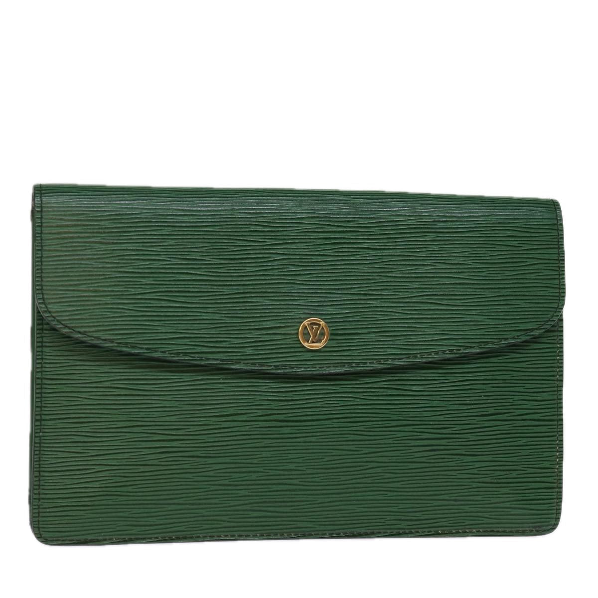 LOUIS VUITTON Epi Montaigne 27 Clutch Bag Green M52654 LV Auth 74313