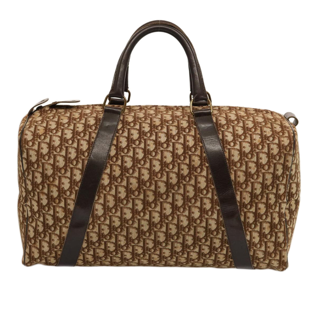 CHRISTIAN DIOR Trotter Canvas Boston Bag Beige Auth 74399