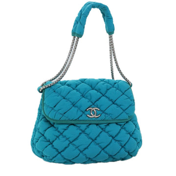 CHANEL Chain Shoulder Bag Nylon Blue CC Auth 74407A
