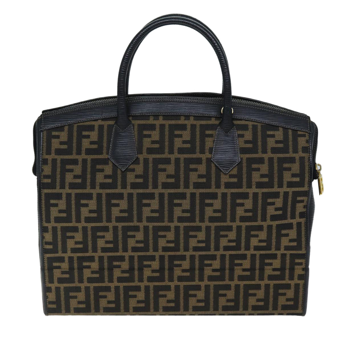FENDI Zucca Canvas Hand Bag Brown Black Auth 74627