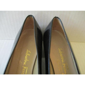 Salvatore Ferragamo Black Patent Leather Flats Size Us
