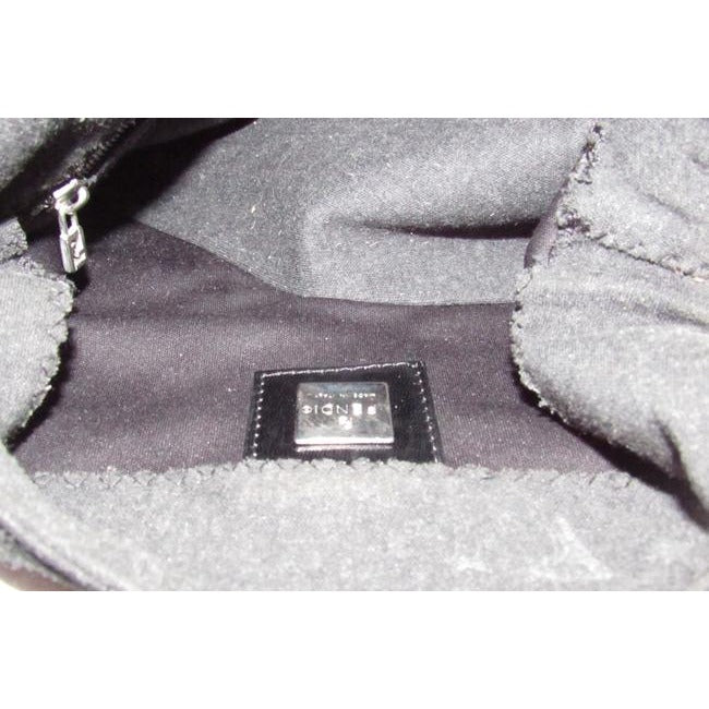 Fendi Shoulder Bag Jersey Mamma Forever Jerseypatent Charcoal Grayblack Wool And Leather Baguette