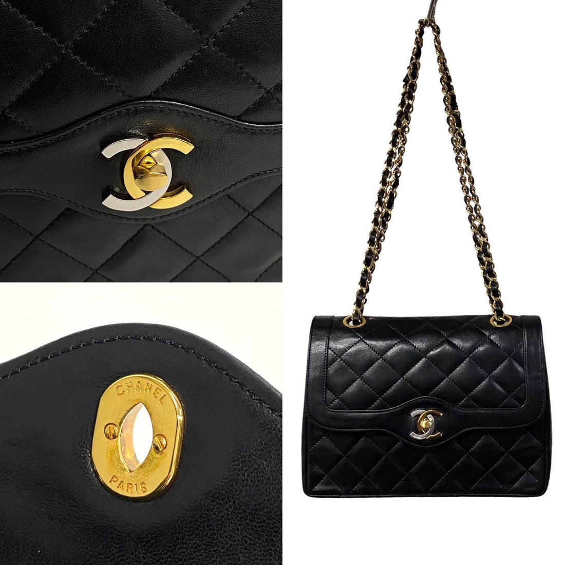 Chanel Paris Double Flap Bag Leather Crossbody Bag in Good condition