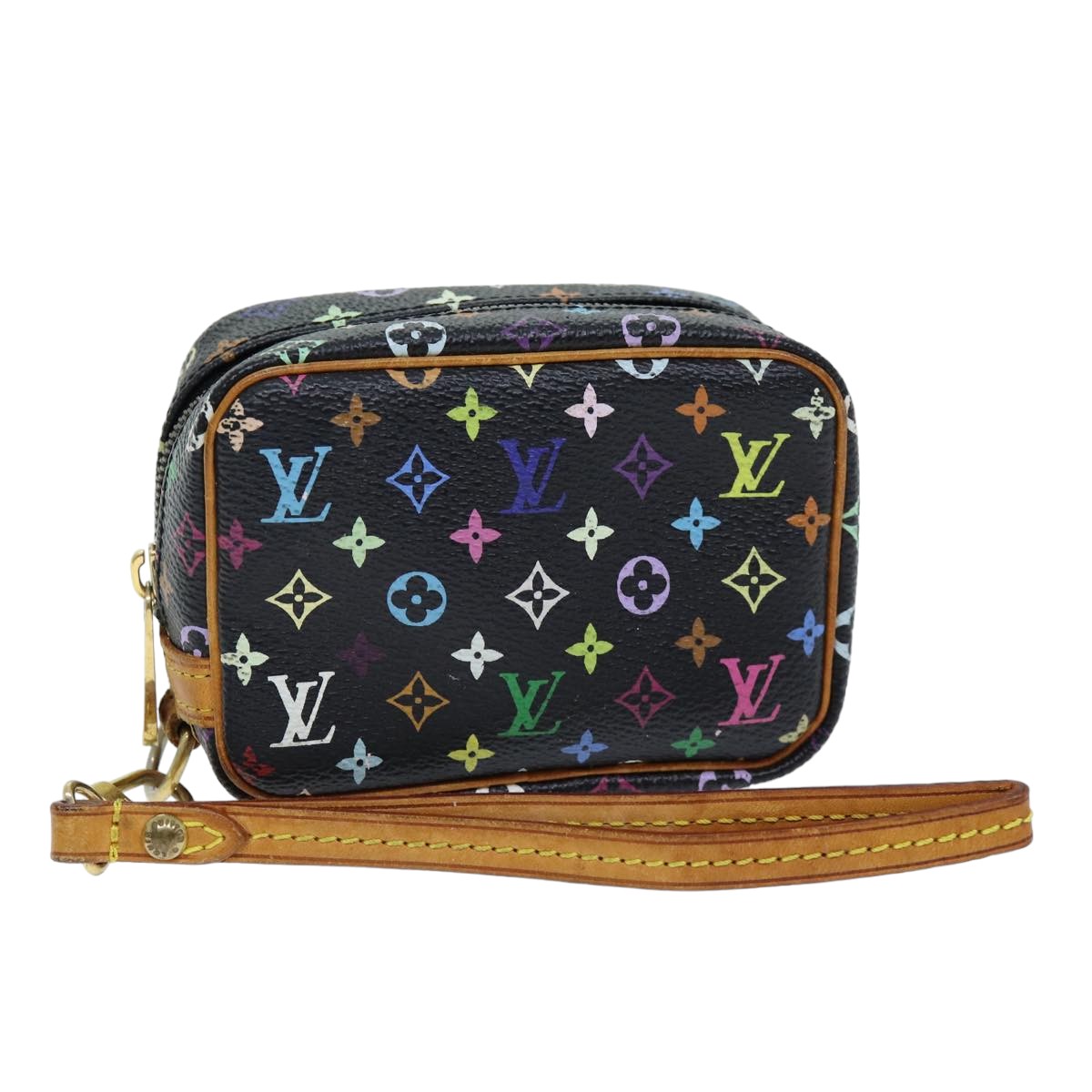 LOUIS VUITTON Monogram Multicolor Trousse Wapity Pouch Black M58034 Auth 75258