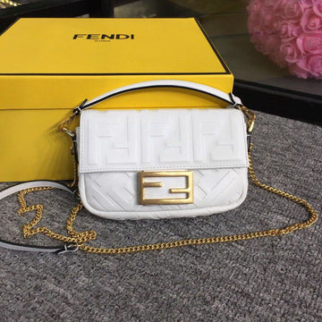 FI Baguette Nappa White For Womtlm, Womtlm&#8217;s Handbags, Shoulder And Crossbody Bags 7.4in/19cm FF 8BS017A72VF15AO