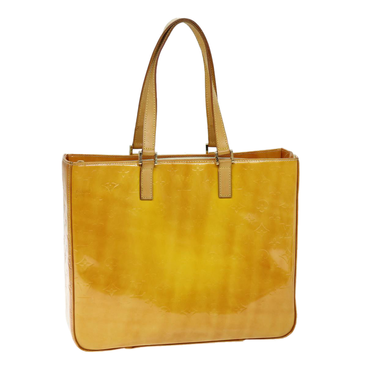 LOUIS VUITTON Monogram Vernis Columbus Tote Bag Yellow M91047 LV Auth 75400