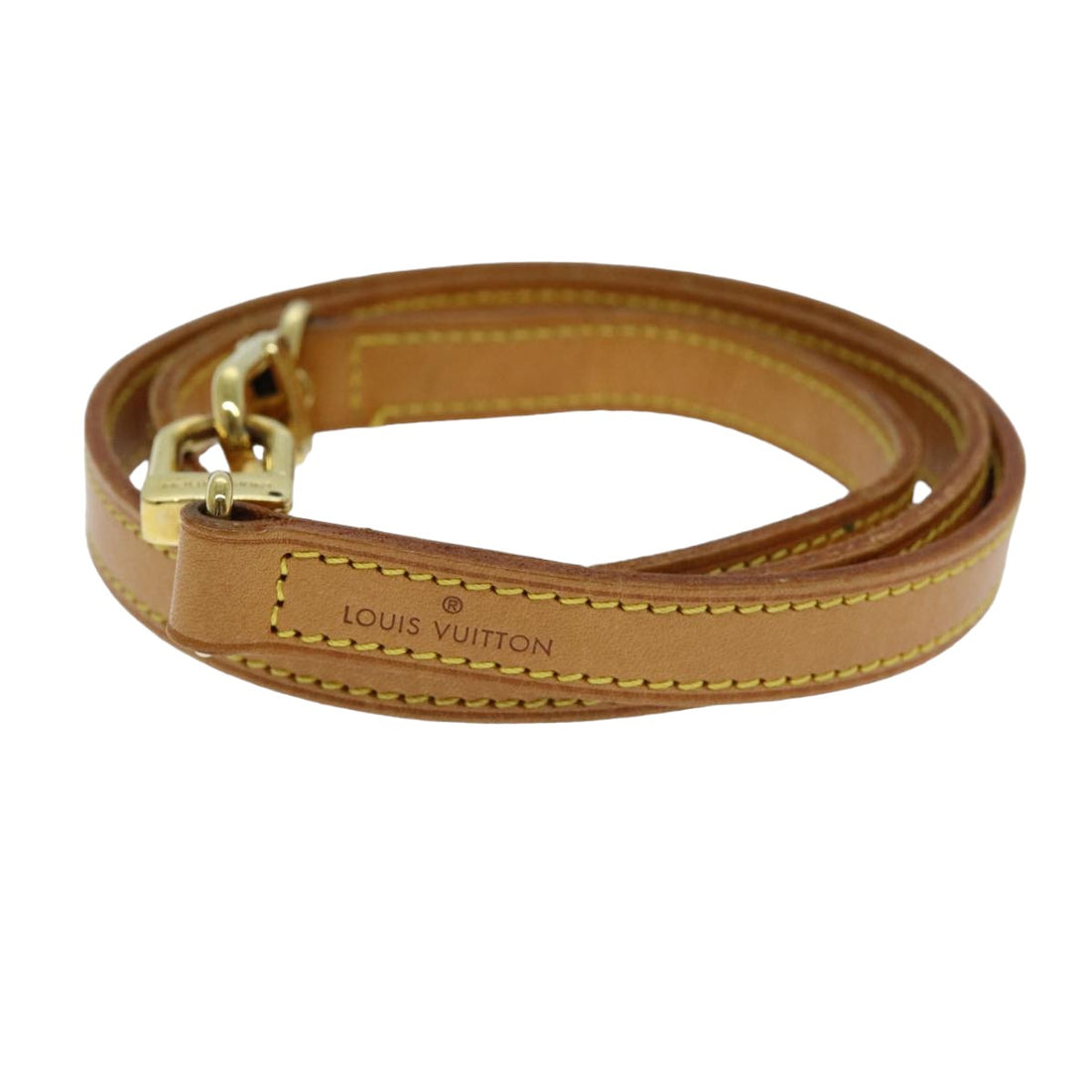 LOUIS VUITTON Shoulder Strap Leather 36.2" Beige LV Auth 75683