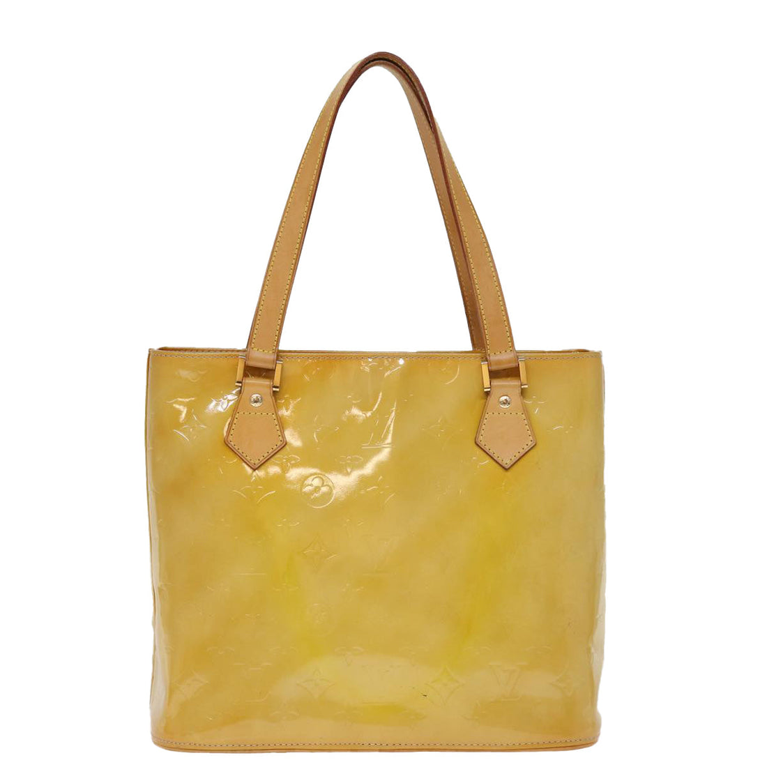 LOUIS VUITTON Monogram Vernis Houston Hand Bag Beige M91004 LV Auth 75934